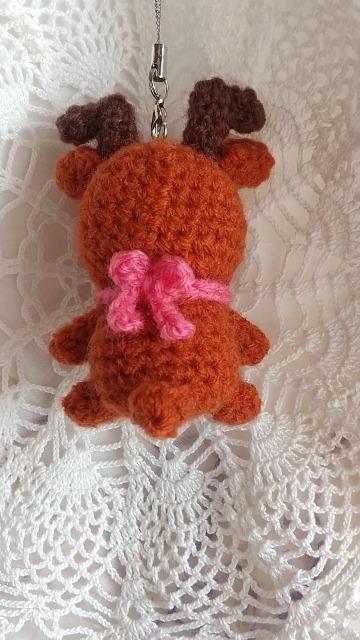 トナカイ*編みぐるみストラップ(ローズ) < ペット/手芸/園芸 トナカイ*編みぐるみストラップ(ローズ) < ペット/手芸/園芸の