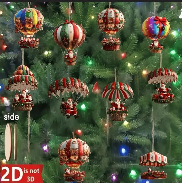 【新商品】【クリスマス特集】2D熱気球とサンタの木製オーナメント10個 - クリスマスツリー吊り下げ装飾 < インテリア/ライフ 【新商品】【クリスマス特集】2D熱気球とサンタの木製オーナメント10個 - クリスマスツリー吊り下げ装飾 < インテリア/ライフの