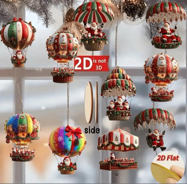 【新商品】【クリスマス特集】2D熱気球とサンタの木製オーナメント10個 - クリスマスツリー吊り下げ装飾 < インテリア/ライフ 【新商品】【クリスマス特集】2D熱気球とサンタの木製オーナメント10個 - クリスマスツリー吊り下げ装飾 < インテリア/ライフの