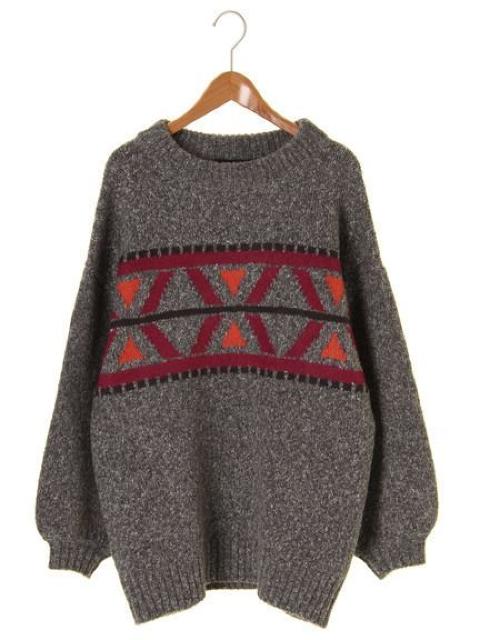 w closet Wミックスヤーンジャガードニットプルオーバー グレー < ブランド  w closet Wミックスヤーンジャガードニットプルオーバー グレー < ブランドの