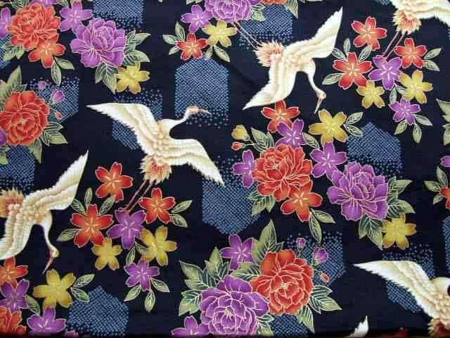 和柄 黒地百華繚蘭鶴牡丹桜50×110 キルトゲイト QUILT GATE < ペット/手芸/園芸  和柄 黒地百華繚蘭鶴牡丹桜50×110 キルトゲイト QUILT GATE  < ペット/手芸/園芸の