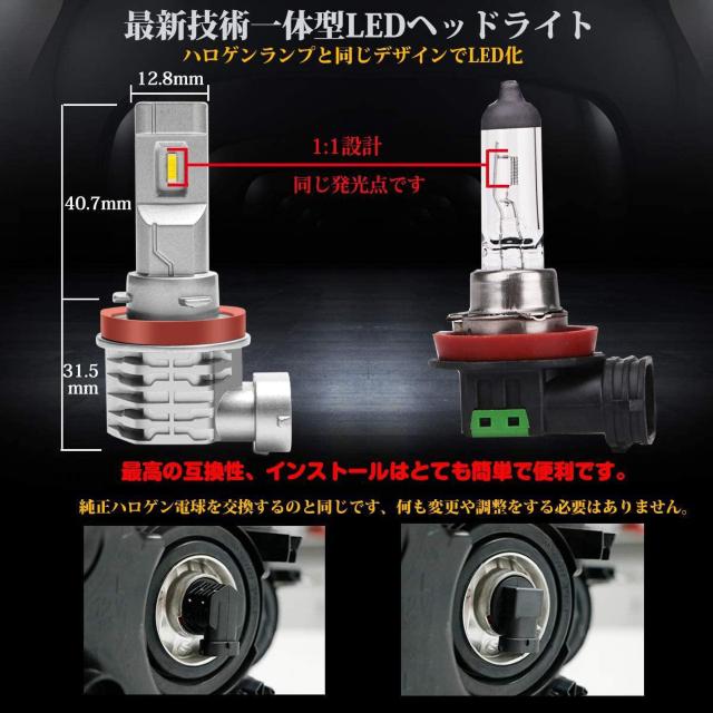 H8/H9/H11/H16 LEDバルブ 一体型 車用 ヘッドライト 6500K ホワイト < 自動車/バイク H8/H9/H11/H16 LEDバルブ 一体型 車用 ヘッドライト 6500K ホワイト < 自動車/バイク