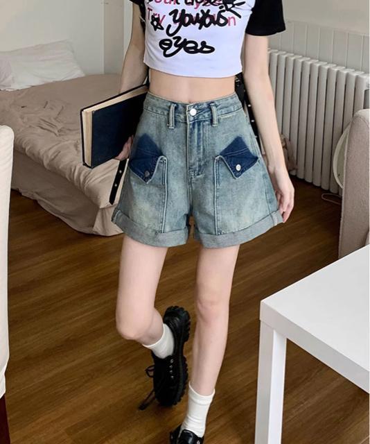 送料無料 新品 ロールアップ デニムショートパンツ 美脚 < 女性ファッション  送料無料 新品 ロールアップ デニムショートパンツ 美脚 < 女性ファッションの