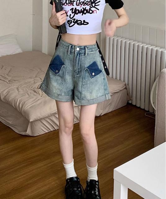 送料無料 新品 ロールアップ デニムショートパンツ 美脚 < 女性ファッション  送料無料 新品 ロールアップ デニムショートパンツ 美脚 < 女性ファッションの