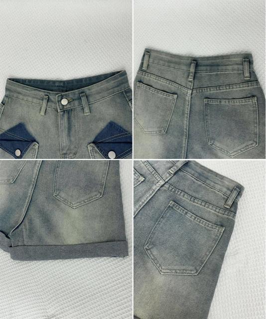 送料無料 新品 ロールアップ デニムショートパンツ 美脚 < 女性ファッション  送料無料 新品 ロールアップ デニムショートパンツ 美脚 < 女性ファッションの