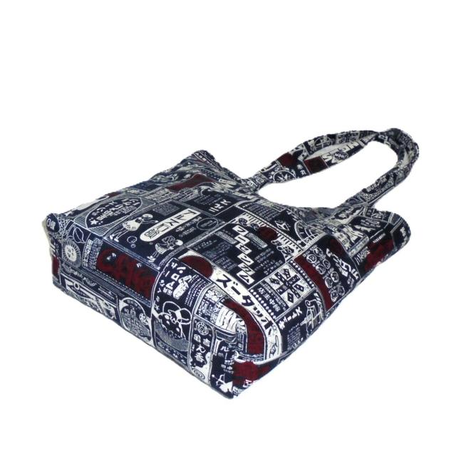 ◆スクエアベーシックトートバッグ◆レトロ看板××紺地◆ < 女性ファッション ◆スクエアベーシックトートバッグ◆レトロ看板××紺地◆ < 女性ファッションの