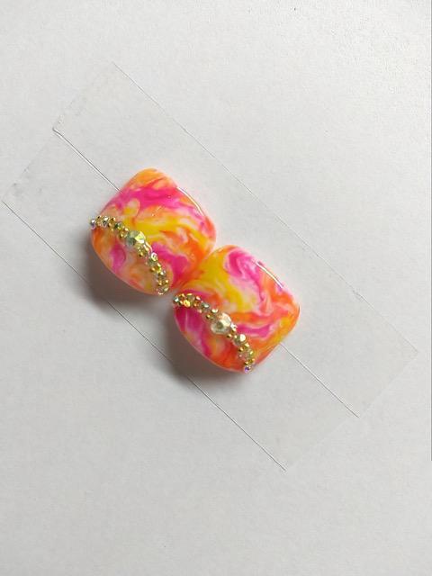 LBNYLA☆親指ペディ♪ ピンクイエロー系マーブルタイダイ < 香水/コスメ/ネイル  LBNYLA☆親指ペディ♪ ピンクイエロー系マーブルタイダイ < 香水/コスメ/ネイルの
