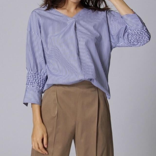 untitled シャーリング袖ストライプシャツ < ブランド  untitled シャーリング袖ストライプシャツ < ブランドの