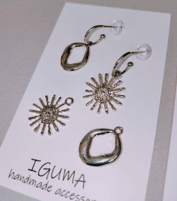 ハンドメイド シルバーフープピアス 3way  サージカルステンレス < 女性ファッション  ハンドメイド シルバーフープピアス 3way  サージカルステンレス < 女性ファッションの