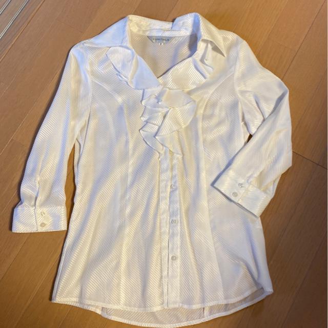 ESPRITMUR/白色ブラウスシャツフリル/サイズ9号Mサイズ/スーツ.入学式.入園式.面接.卒業式.発表会等フォーマル < 女性ファッション  ESPRITMUR/白色ブラウスシャツフリル/サイズ9号Mサイズ/スーツ.入学式.入園式.面接.卒業式.発表会等フォーマル  < 女性ファッションの