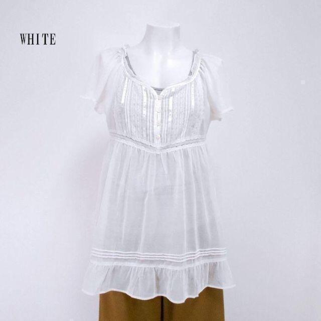 ふんわりシフォン フレンチスリーブ Aラインチュニック  3色 < 女性ファッション  ふんわりシフォン フレンチスリーブ Aラインチュニック  3色 < 女性ファッションの