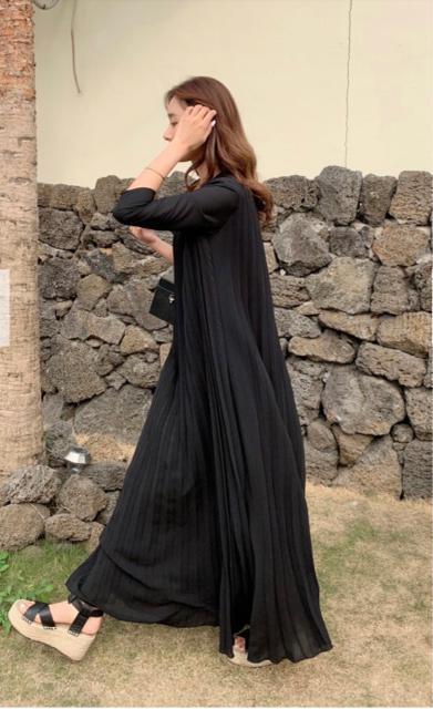 birthdaybashBBバースデーバッシュクルーネックロングプリーツドレスLSサイズシアーマキシロングワンピースブラック黒 < 女性ファッション birthdaybashBBバースデーバッシュクルーネックロングプリーツドレスLSサイズシアーマキシロングワンピースブラック黒 < 女性ファッションの