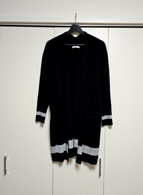 khalita 黒×グレー バイカラー ロングニットカーディガン M < 女性ファッション khalita 黒×グレー バイカラー ロングニットカーディガン M < 女性ファッションの