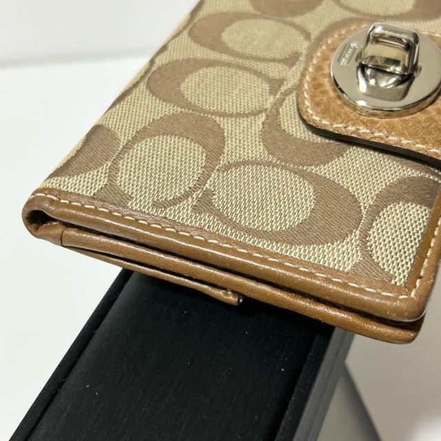 COACH コーチ シグネチャー 二つ折り ターンロック 財布 キャンバス レザー ベージュ ブラウン < ブランド COACH コーチ シグネチャー 二つ折り ターンロック 財布 キャンバス レザー ベージュ ブラウン < ブランドの