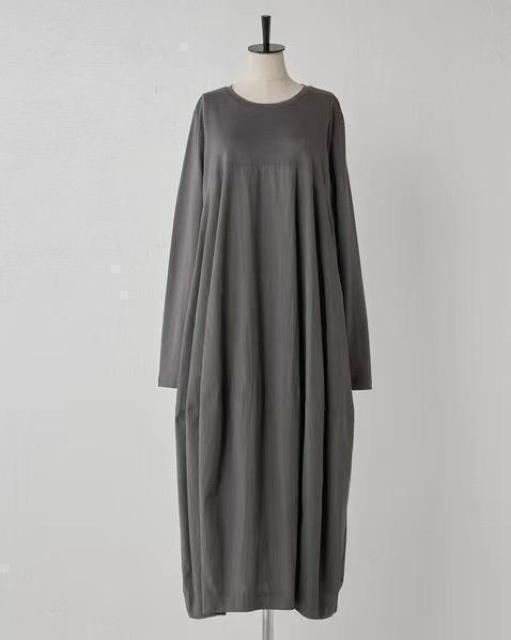 コクーン ワンピース 異素材 ロング丈 長袖 グレー系 大きいサイズ < 女性ファッション コクーン ワンピース 異素材 ロング丈 長袖 グレー系 大きいサイズ < 女性ファッションの