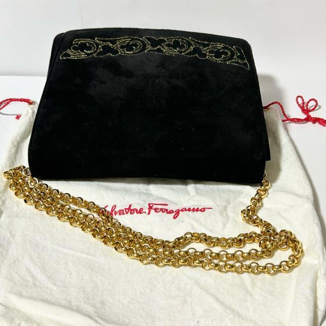 Salvatore Ferragamo BF210646 �h�J �X�G�[�h ���U�[ 2way �`�F�[�� �V�����_�[ �N���b�` �o�b�O �� �u�����h�� 