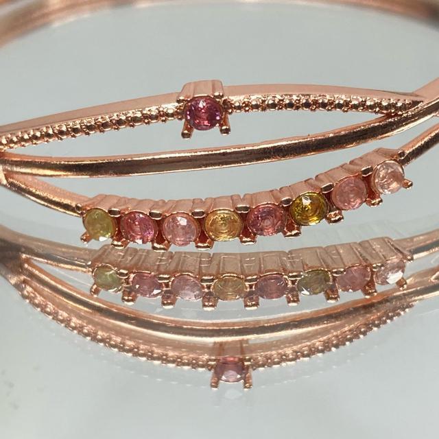 《No.457》宝石質トルマリン18石 ピンクゴールドバングル < 男性アクセサリー/時計  《No.457》宝石質トルマリン18石 ピンクゴールドバングル < 男性アクセサリー/時計の