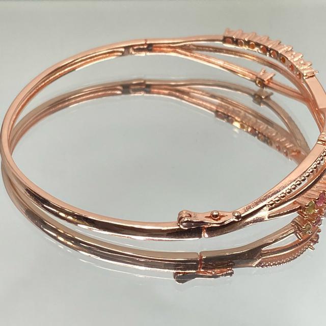 《No.457》宝石質トルマリン18石 ピンクゴールドバングル < 男性アクセサリー/時計  《No.457》宝石質トルマリン18石 ピンクゴールドバングル < 男性アクセサリー/時計の