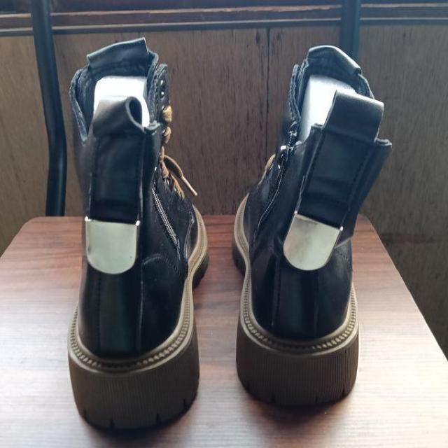 新品 22.5cm レディース ブーツ ブラック 厚底 シューズ ショートブーツ < 女性ファッション 新品 22.5cm レディース ブーツ ブラック 厚底 シューズ ショートブーツ < 女性ファッションの