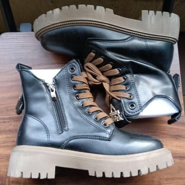 新品 22.5cm レディース ブーツ ブラック 厚底 シューズ ショートブーツ < 女性ファッション 新品 22.5cm レディース ブーツ ブラック 厚底 シューズ ショートブーツ < 女性ファッションの