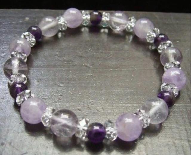 アメジストxカット水晶ブレスレット 天然石 パワーストーン < 女性アクセサリー/時計 アメジストxカット水晶ブレスレット 天然石 パワーストーン < 女性アクセサリー/時計の