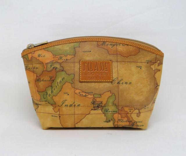 PRIMA CLASSE プリマクラッセ 地図柄 PVC ポーチ ブラウン系マルチカラー<USED>【送料無料】 < ブランド PRIMA CLASSE プリマクラッセ 地図柄 PVC ポーチ ブラウン系マルチカラー<USED>【送料無料】 < ブランドの