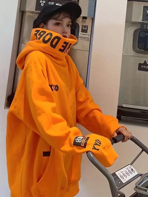 超お買い得2090円★レディース Y2K オーバーサイズ フリース裏地付きフード付きスウェットシャツ オレンジ 日本サイズM < 女性ファッション 超お買い得2090円★レディース Y2K オーバーサイズ フリース裏地付きフード付きスウェットシャツ オレンジ 日本サイズM < 女性ファッションの