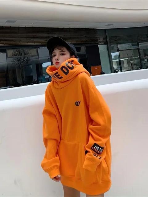 超お買い得2090円★レディース Y2K オーバーサイズ フリース裏地付きフード付きスウェットシャツ オレンジ 日本サイズM < 女性ファッション 超お買い得2090円★レディース Y2K オーバーサイズ フリース裏地付きフード付きスウェットシャツ オレンジ 日本サイズM < 女性ファッションの