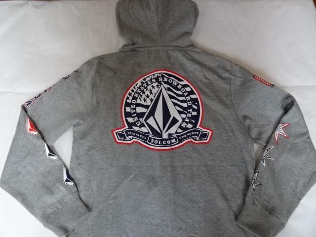 ボルコム x TEAM USAスノーボード フルジップ パーカーUS S 灰 < 男性ファッション  ボルコム x TEAM USAスノーボード フルジップ パーカーUS S 灰 < 男性ファッションの