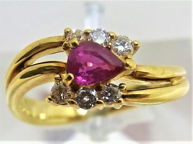 K18 18金 リング 指輪 ルビー 0.39ct ダイヤ 0.16ct < 女性アクセサリー/時計  K18 18金 リング 指輪 ルビー 0.39ct ダイヤ 0.16ct  < 女性アクセサリー/時計の
