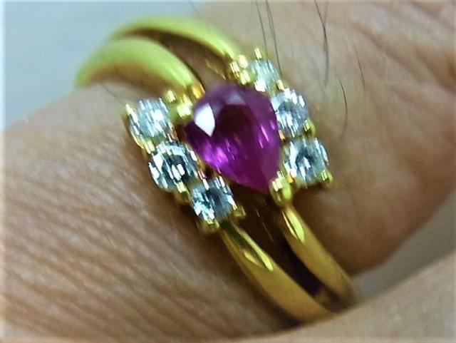 K18 18金 リング 指輪 ルビー 0.39ct ダイヤ 0.16ct < 女性アクセサリー/時計  K18 18金 リング 指輪 ルビー 0.39ct ダイヤ 0.16ct < 女性アクセサリー/時計の