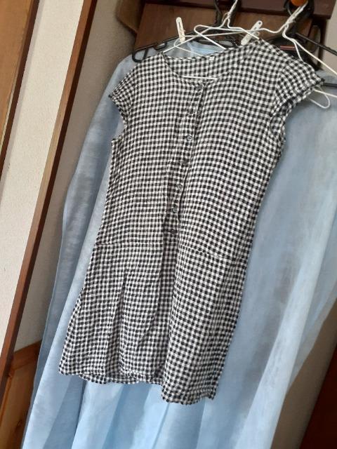 着丈75センチ位無印くしゃっと素材チェックチュニックM夏にぴったり < ブランド  着丈75センチ位無印くしゃっと素材チェックチュニックM夏にぴったり  < ブランドの