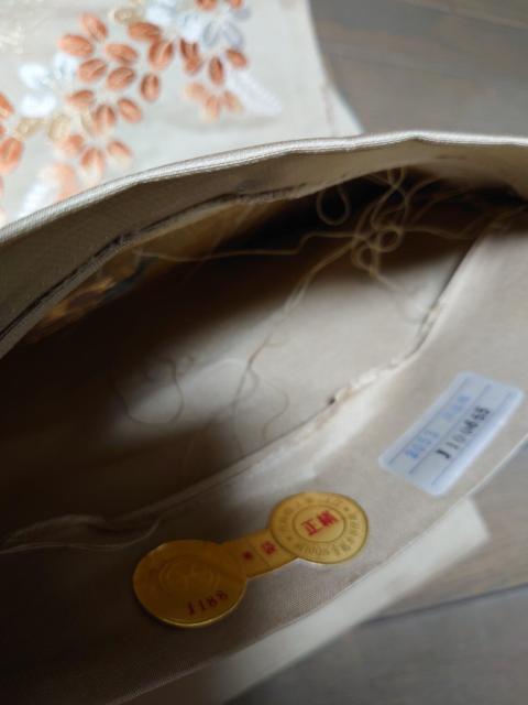 未使用、六通の袋帯、芯なし、カーキベージュに柄 < 女性ファッション  未使用、六通の袋帯、芯なし、カーキベージュに柄 < 女性ファッションの