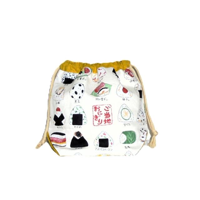 【底マチ幅が広い巾着】◆ご当地おにぎり×白地◆裏地あり巾着 < 女性ファッション 【底マチ幅が広い巾着】◆ご当地おにぎり×白地◆裏地あり巾着 < 女性ファッションの