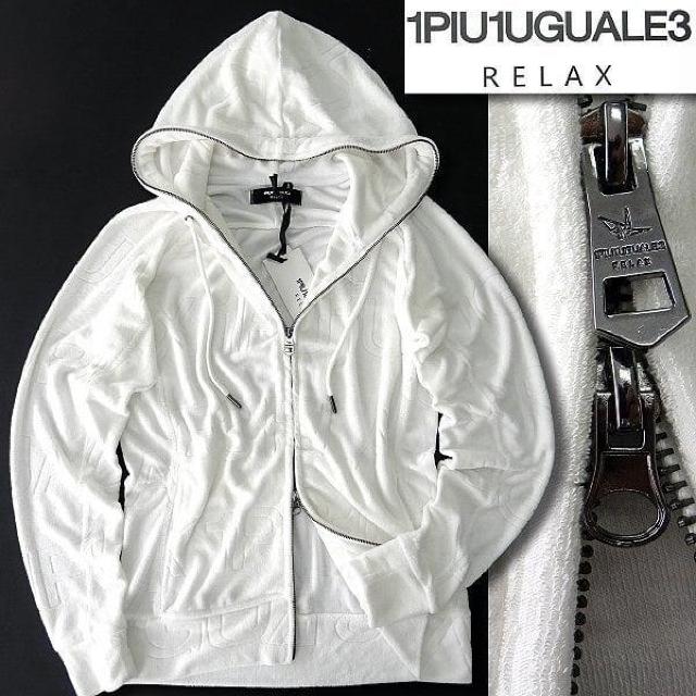 ☆1PIU1UGUALE3 RELAX ウノピュウノウグァーレトレリラックス 総ロゴ 刺繍 ダブルジップ パーカー/メンズ/M < 男性ファッション ☆1PIU1UGUALE3 RELAX ウノピュウノウグァーレトレリラックス 総ロゴ 刺繍 ダブルジップ パーカー/メンズ/M < 男性ファッションの