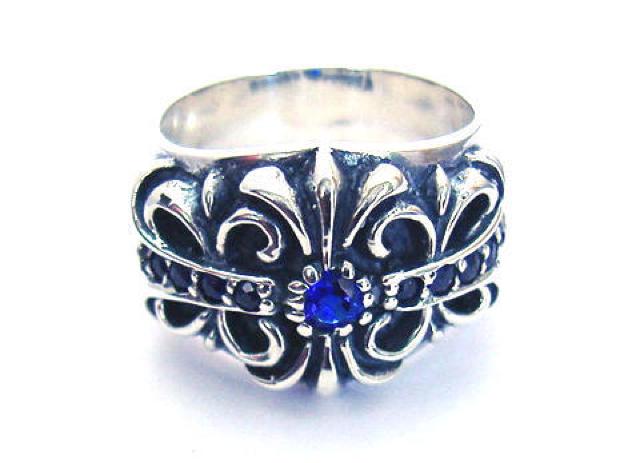 キーパークロスリング サファイア シルバー925 < 男性アクセサリー/時計  キーパークロスリング サファイア シルバー925  < 男性アクセサリー/時計の