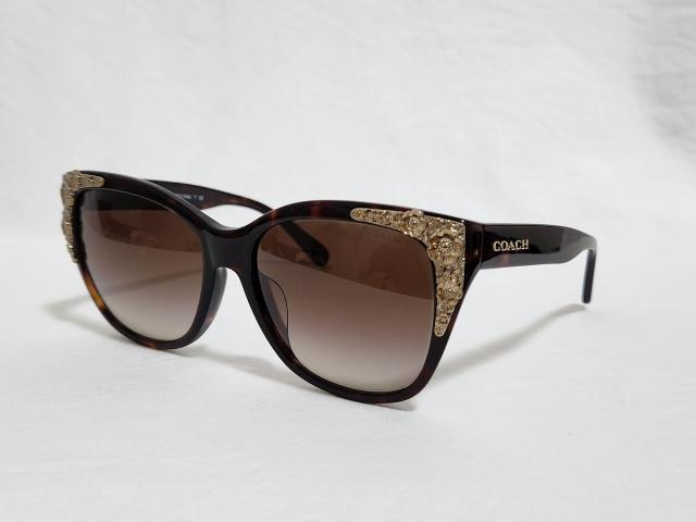 正規良 コーチ フラワー アイコンロゴ キャットアイ サングラス 茶 花アート フォックス型 フルフレーム ビッグレンズアイウェア < ブランド  正規良 コーチ フラワー アイコンロゴ キャットアイ サングラス 茶 花アート フォックス型 フルフレーム ビッグレンズアイウェア  < ブランドの