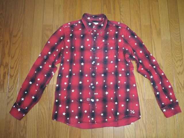 uniform experiment ユニフォームエクスペリメント ★星柄ドット チェックシャツ 1 赤黒 < ブランド  uniform experiment ユニフォームエクスペリメント ★星柄ドット チェックシャツ 1 赤黒  < ブランドの