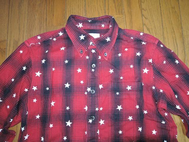 uniform experiment ユニフォームエクスペリメント ★星柄ドット チェックシャツ 1 赤黒 < ブランド  uniform experiment ユニフォームエクスペリメント ★星柄ドット チェックシャツ 1 赤黒 < ブランドの