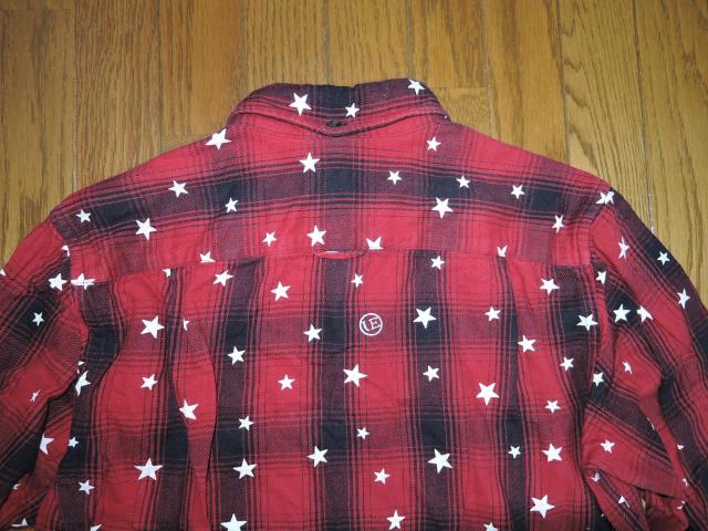 uniform experiment ユニフォームエクスペリメント ★星柄ドット チェックシャツ 1 赤黒 < ブランド  uniform experiment ユニフォームエクスペリメント ★星柄ドット チェックシャツ 1 赤黒 < ブランドの