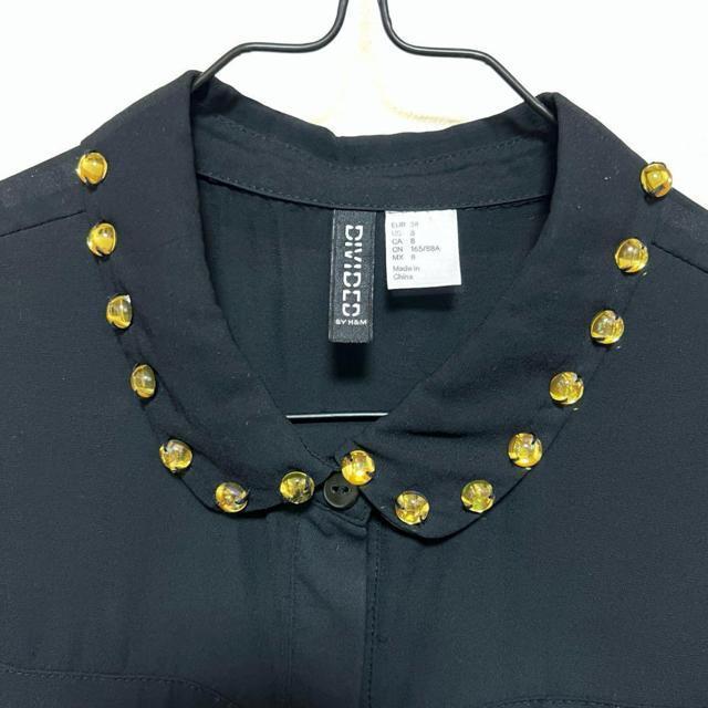 【美品】ビジュー襟ノースリーブカットソーシャツ/H&M/サイズM/黒 < 女性ファッション  【美品】ビジュー襟ノースリーブカットソーシャツ/H&M/サイズM/黒 < 女性ファッションの