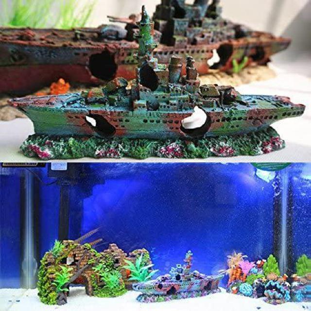 水槽用 オブジェ 古代 遺跡 神殿 建物 アクアリウム オーナメント 装飾 城 柱 恐竜 魚 の 隠れ家に (戦艦) < ペット/手芸/園芸  水槽用 オブジェ 古代 遺跡 神殿 建物 アクアリウム オーナメント 装飾 城 柱 恐竜 魚 の 隠れ家に (戦艦) < ペット/手芸/園芸の