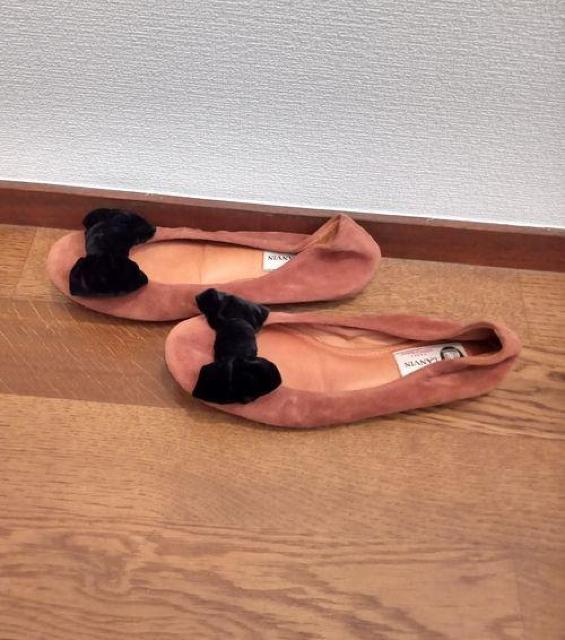 ランバン◆フラット リボン バレエ シューズ パンプス ブラウン 22p < ブランド  ランバン◆フラット リボン バレエ シューズ パンプス ブラウン 22p < ブランドの