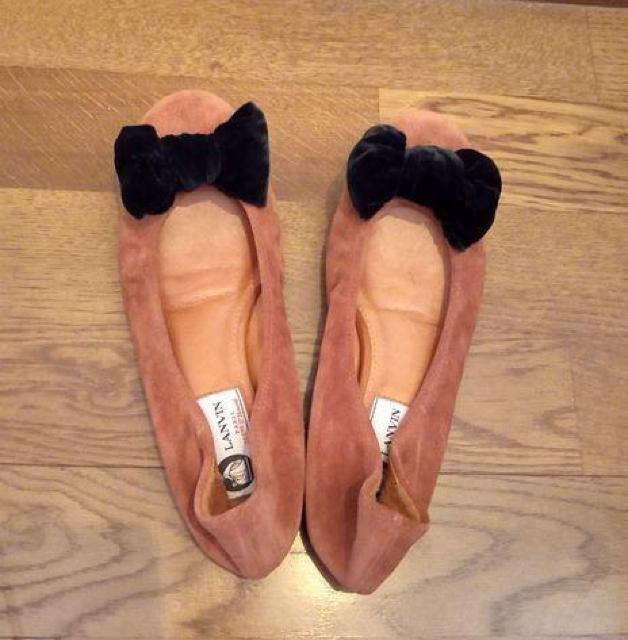 ランバン◆フラット リボン バレエ シューズ パンプス ブラウン 22p < ブランド  ランバン◆フラット リボン バレエ シューズ パンプス ブラウン 22p < ブランドの