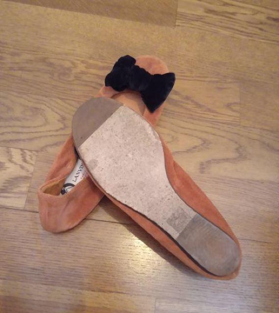 ランバン◆フラット リボン バレエ シューズ パンプス ブラウン 22p < ブランド  ランバン◆フラット リボン バレエ シューズ パンプス ブラウン 22p < ブランドの