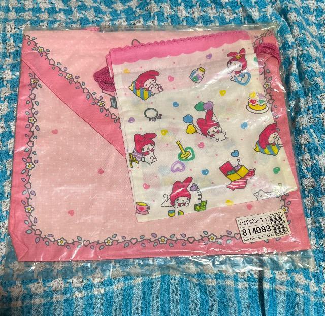 ハンカチ風巾着セット マイメロディ 未使用 < キッズ/ベビー  ハンカチ風巾着セット マイメロディ 未使用 < キッズ/ベビーの