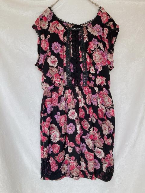 axes femme ラグラン 花柄 チュニック パーティードレス ワンピース M < ブランド  axes femme ラグラン 花柄 チュニック パーティードレス ワンピース M  < ブランドの