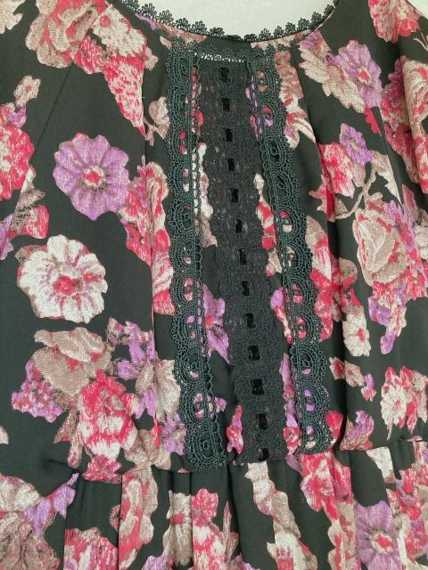 axes femme ラグラン 花柄 チュニック パーティードレス ワンピース M < ブランド  axes femme ラグラン 花柄 チュニック パーティードレス ワンピース M < ブランドの