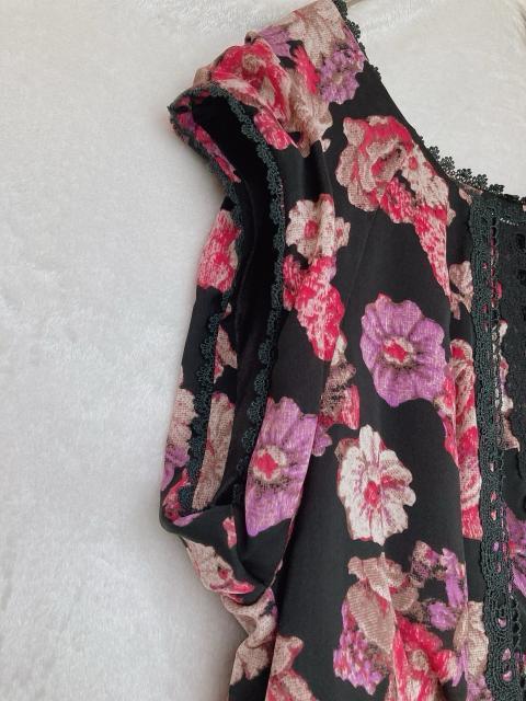axes femme ラグラン 花柄 チュニック パーティードレス ワンピース M < ブランド  axes femme ラグラン 花柄 チュニック パーティードレス ワンピース M < ブランドの