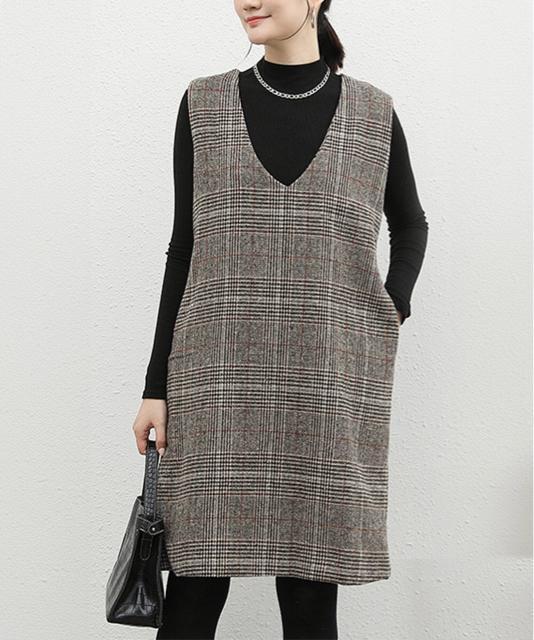 送料無料 新品 ジャンパースカート チェック柄ワンピース < 女性ファッション  送料無料 新品 ジャンパースカート チェック柄ワンピース < 女性ファッションの